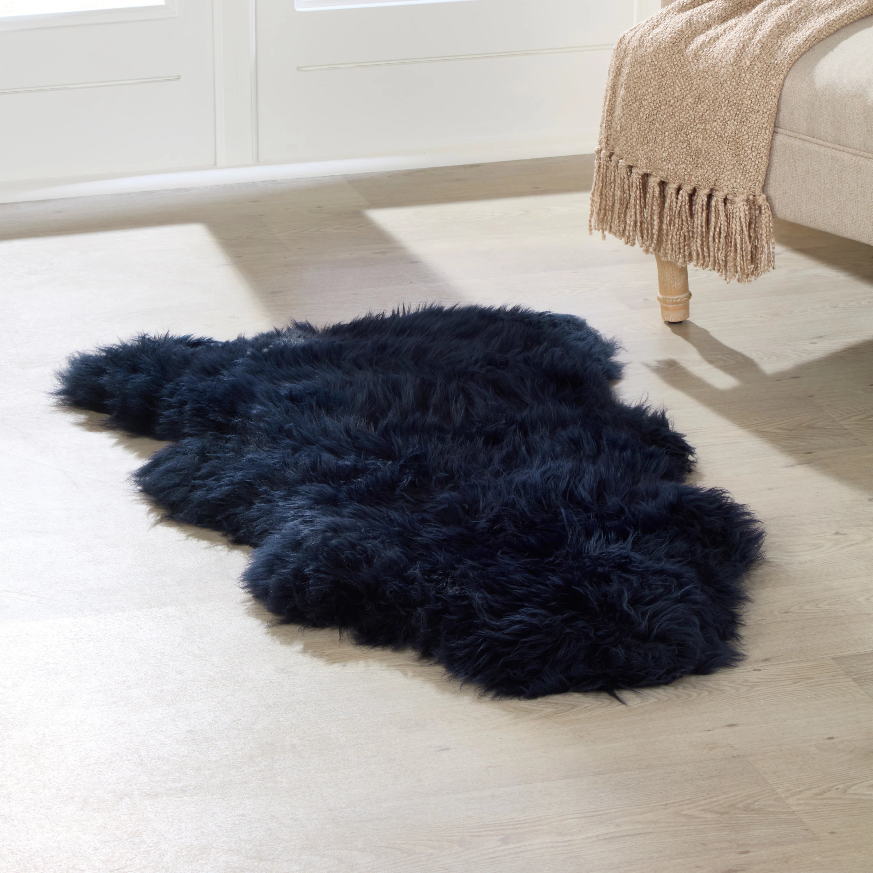Premium Navy Blue Sheepskin Rug